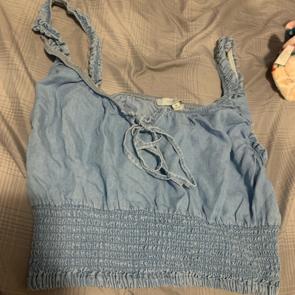Rutched Blue Cropped Top